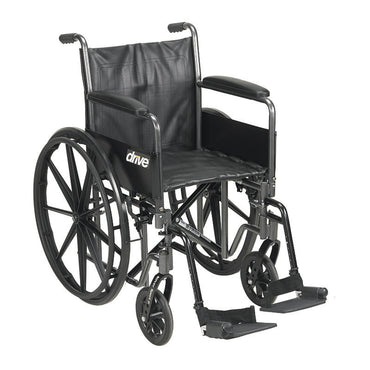 Drive Medical SSP218DFA-SF Silver Sport 2 Wheelchair, Detachable Full Arms, Swing away Footrests, 18" Seat